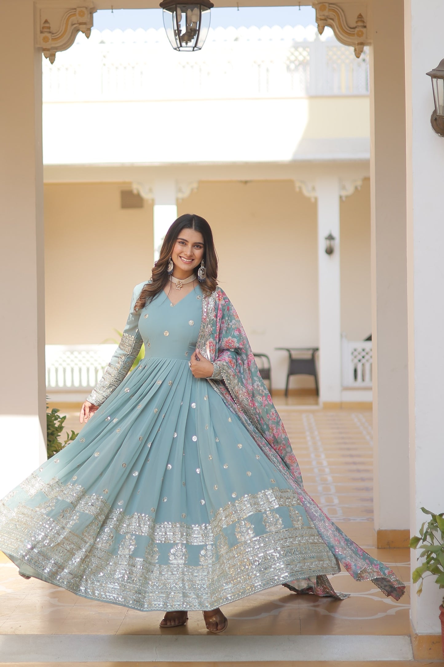 The Royal Breeze Aqua Blue Gown