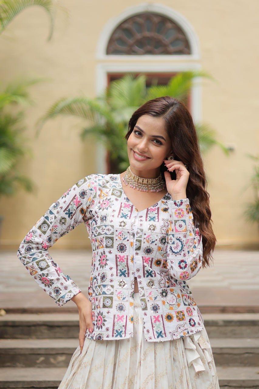 Contemporary Indo-Western Ivory Lehenga Choli