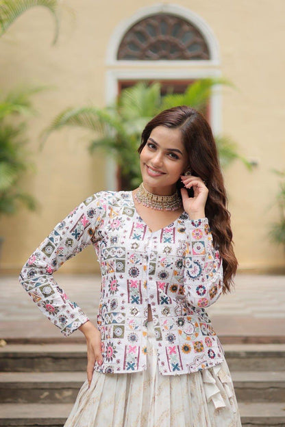 Contemporary Indo-Western Ivory Lehenga Choli