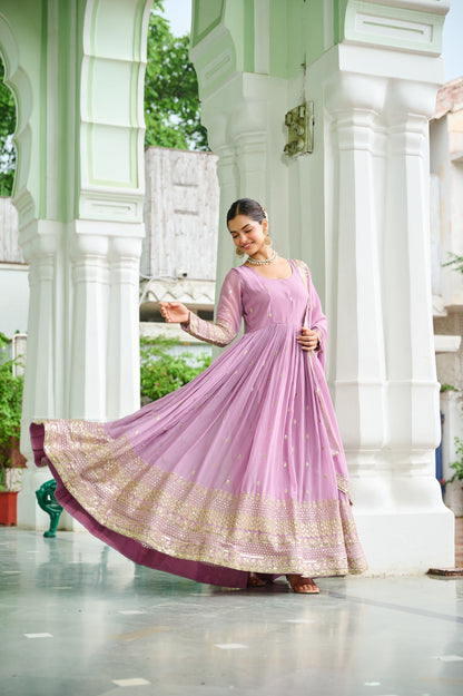 Regal Lavender Georgette Anarkali Gown