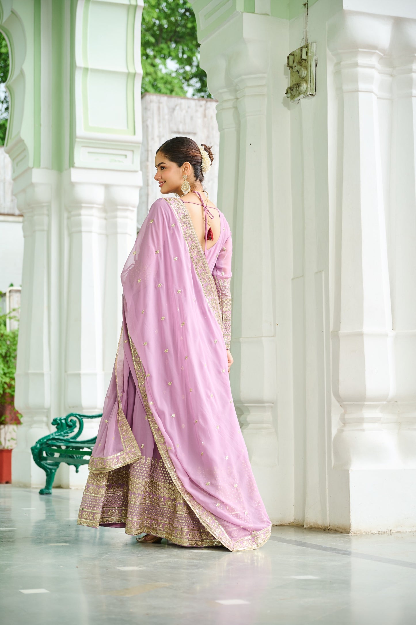 Regal Lavender Georgette Anarkali Gown