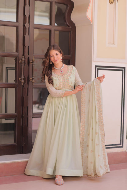 Mint Green Anarkali Dress for Wedding Sangeet