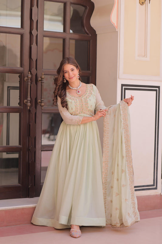 Mint Green Anarkali Dress for Wedding Sangeet