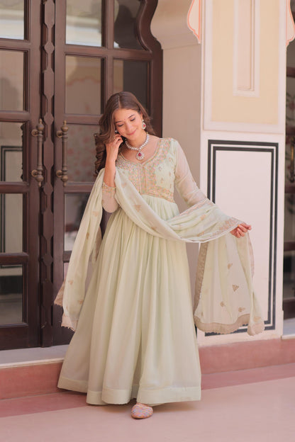Mint Green Anarkali Dress for Wedding Sangeet