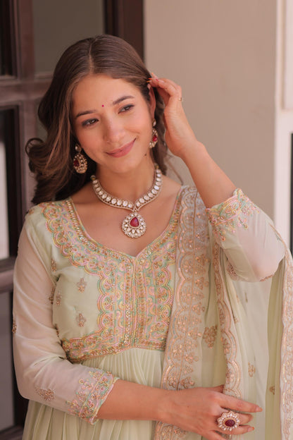Mint Green Anarkali Dress for Wedding Sangeet