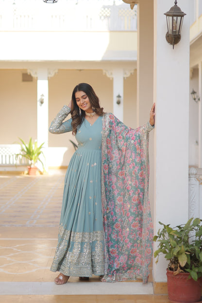 The Royal Breeze Aqua Blue Gown