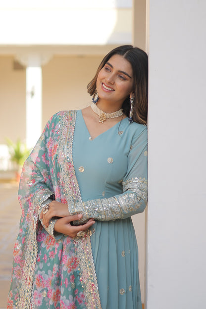 The Royal Breeze Aqua Blue Gown