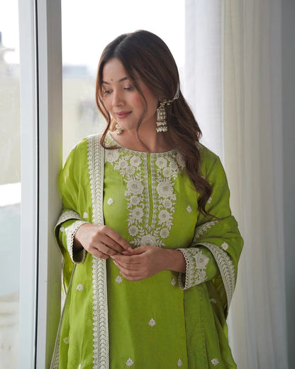Elegant Lime Green Sharara Suit Perfect for Mehendi