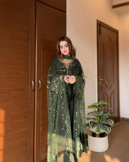 Elegant Black Kurta Set with Designer Bell Sleeves